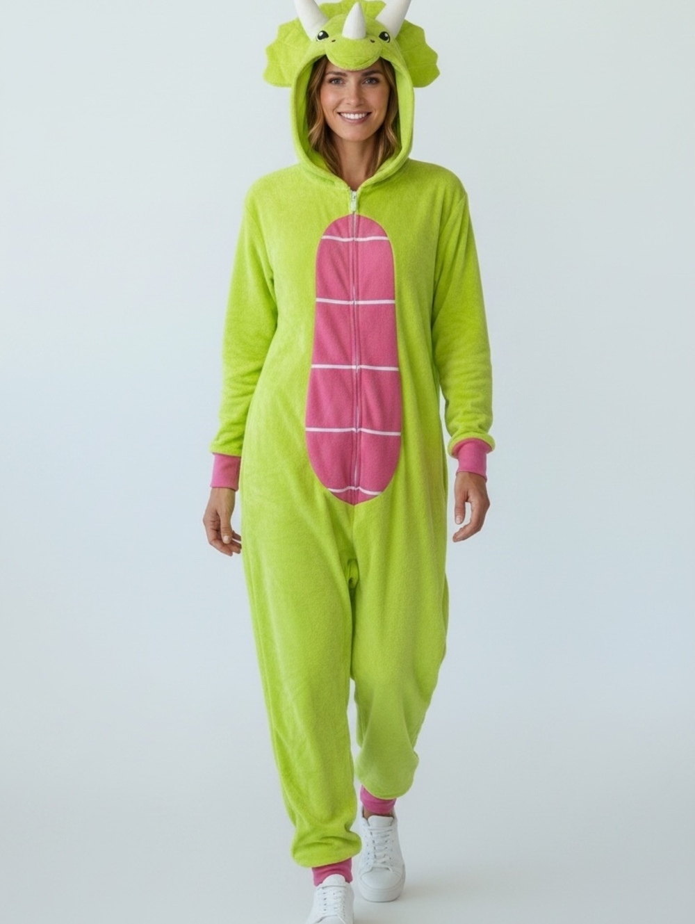 Tipsy Elves Triceratops Dinosaur Costume Medium Green Pink Halloween